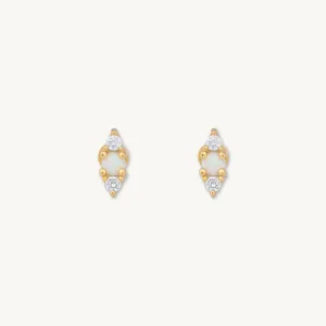 Double Sapphire Opal Flat Back Earrings