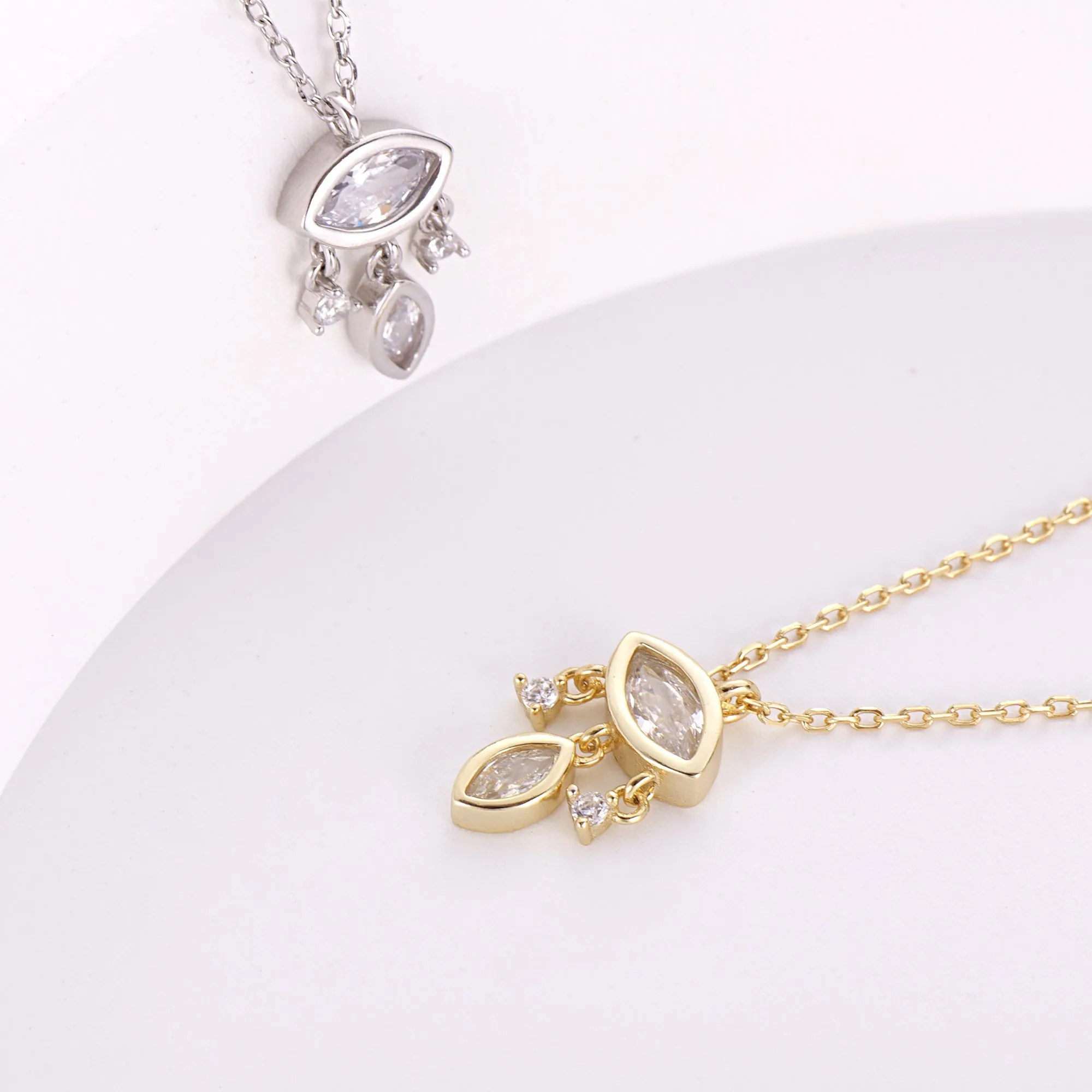 Elegant Dainty Dangling Pendant Necklace with Sparkling Marquise CZ – Perfect Gift for Any Occasion