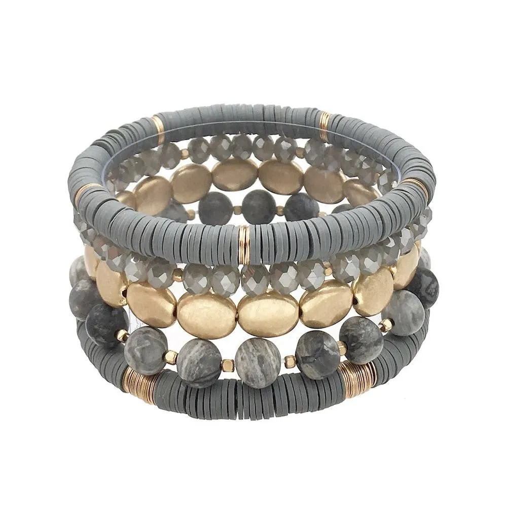 Emberly Mix Bead Bracelet Stack (5 Bracelet Set)