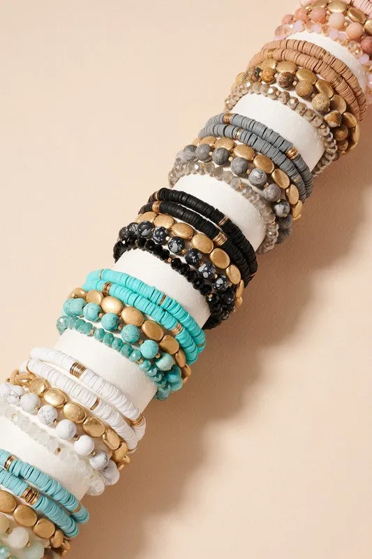 Emberly Mix Bead Bracelet Stack (5 Bracelet Set)