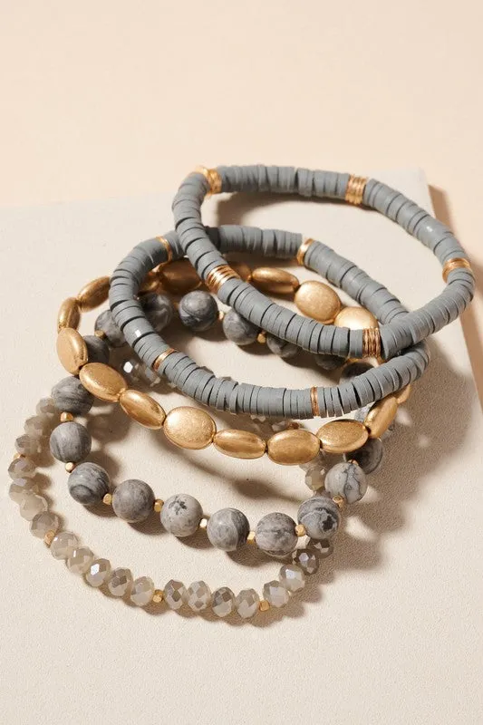 Emberly Mix Bead Bracelet Stack (5 Bracelet Set)