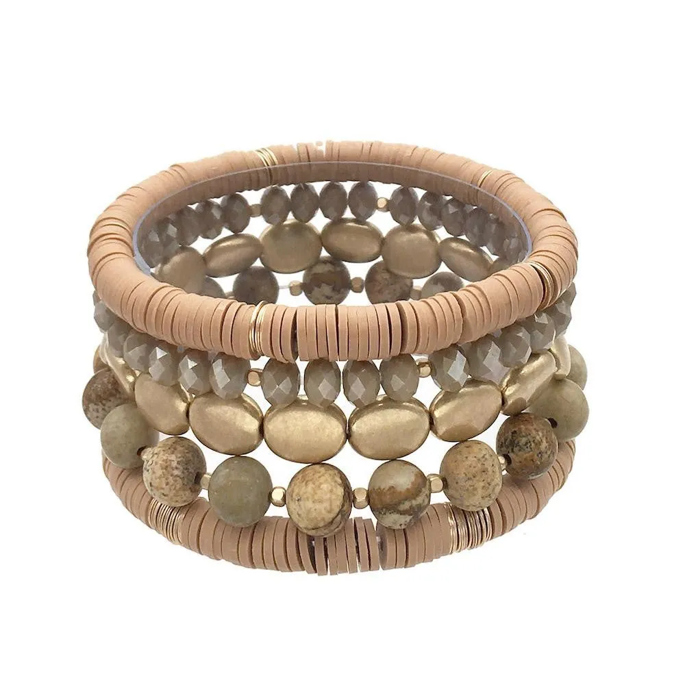 Emberly Mix Bead Bracelet Stack (5 Bracelet Set)