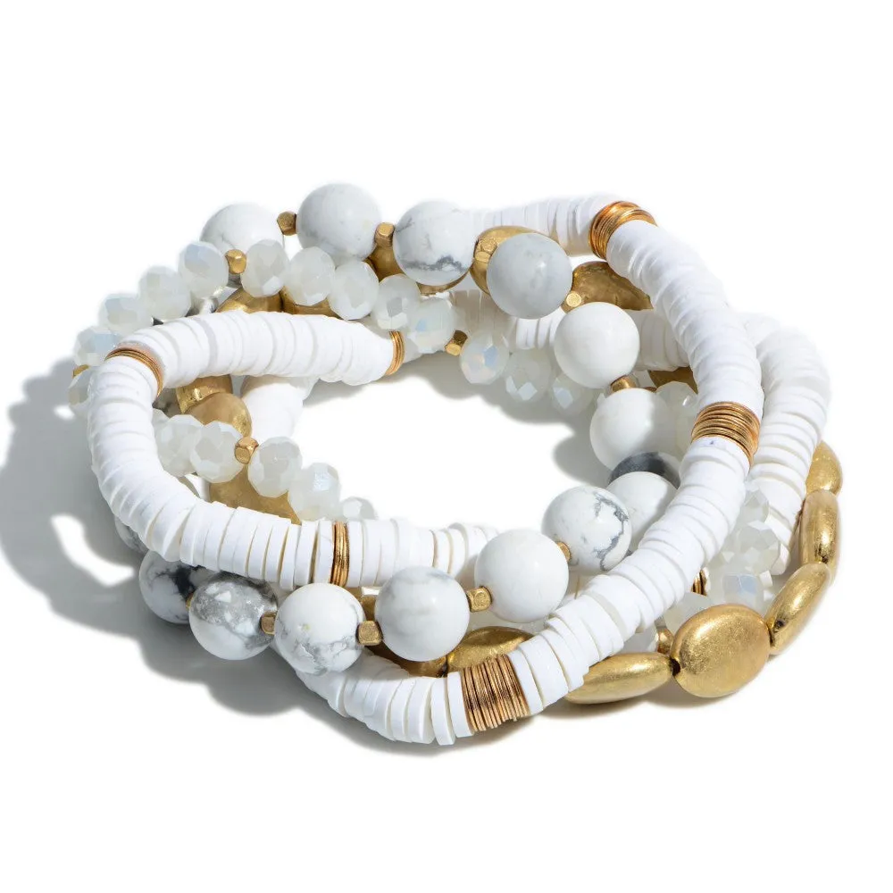 Emberly Mix Bead Bracelet Stack (5 Bracelet Set)