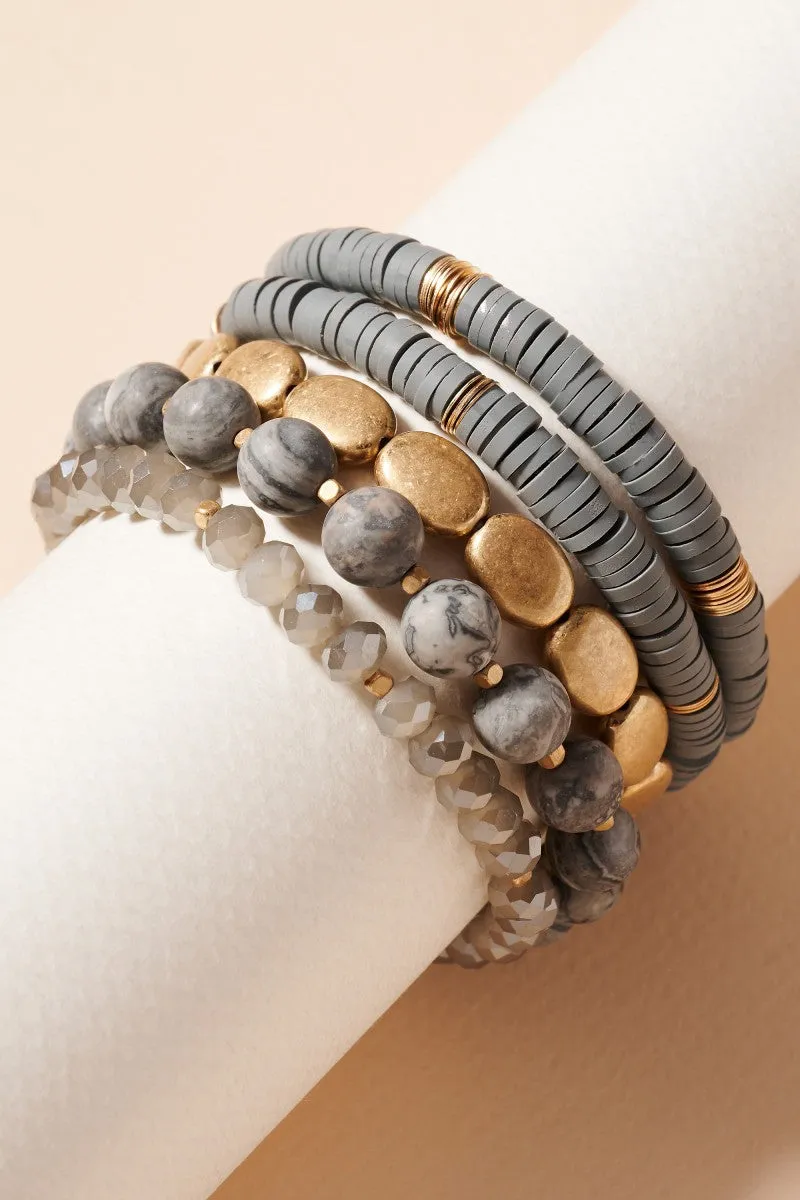 Emberly Mix Bead Bracelet Stack (5 Bracelet Set)