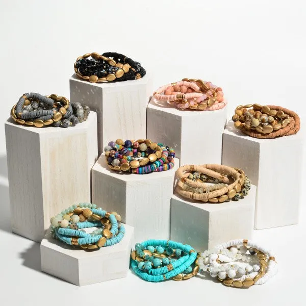 Emberly Mix Bead Bracelet Stack (5 Bracelet Set)