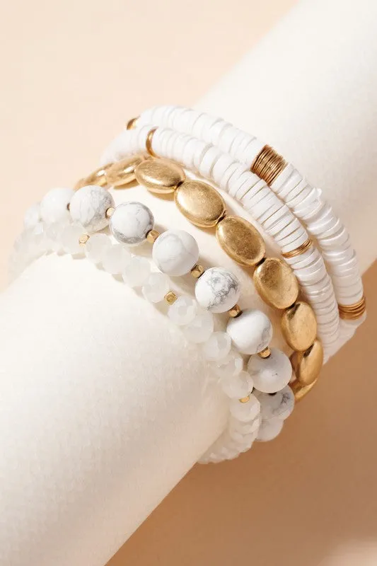 Emberly Mix Bead Bracelet Stack (5 Bracelet Set)