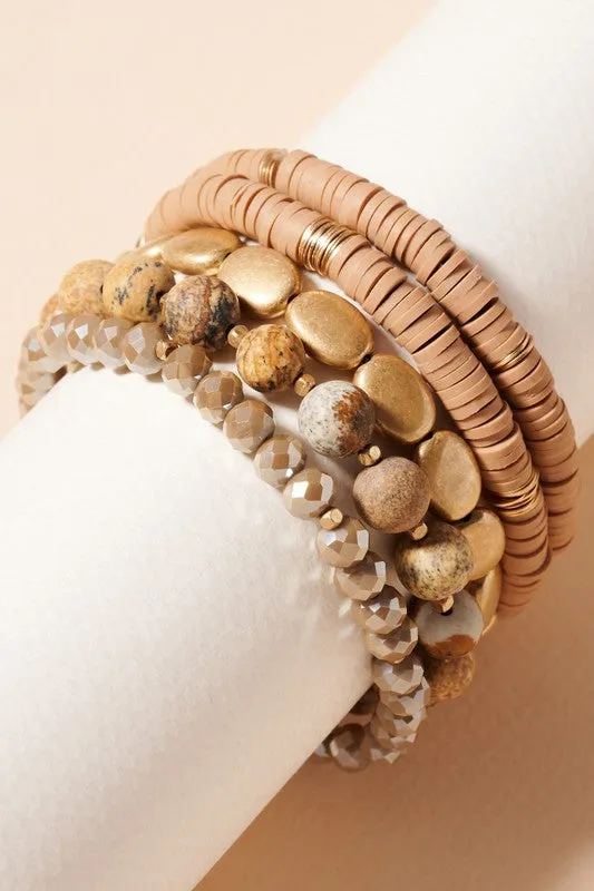 Emberly Mix Bead Bracelet Stack (5 Bracelet Set)
