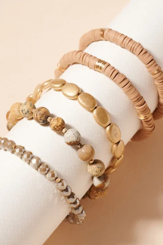 Emberly Mix Bead Bracelet Stack (5 Bracelet Set)
