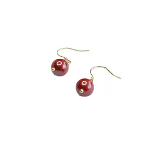 Emperor's Vermilion Sand Silver Earrings - Cinnabar Stone Adorned