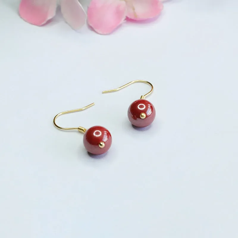 Emperor's Vermilion Sand Silver Earrings - Cinnabar Stone Adorned