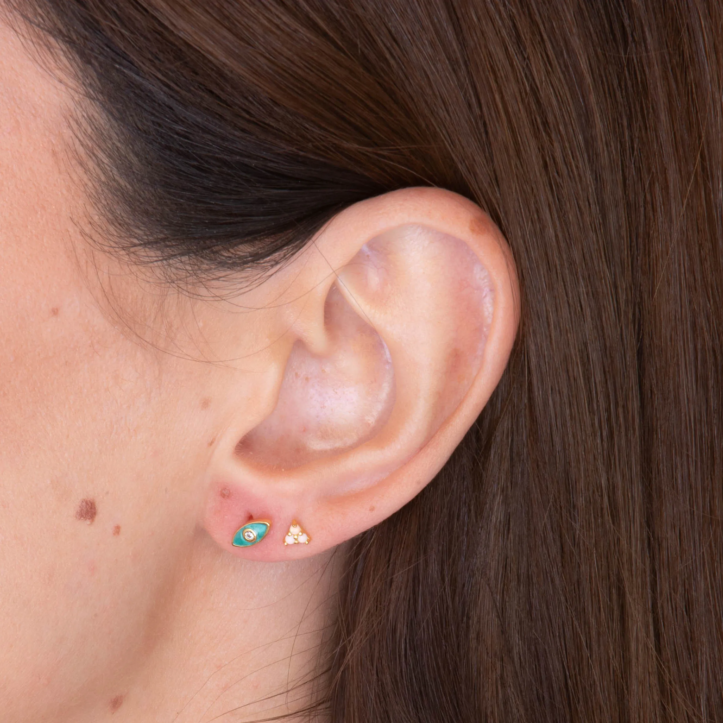 Evil Eye Teal Zirconia Stud Earrings