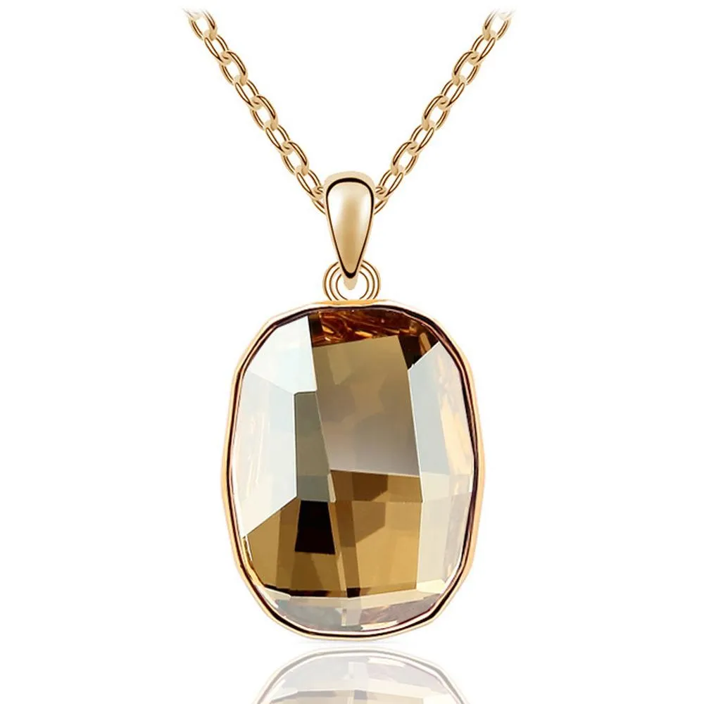 Fashion Big Crystal Square Pendant Necklace For Women