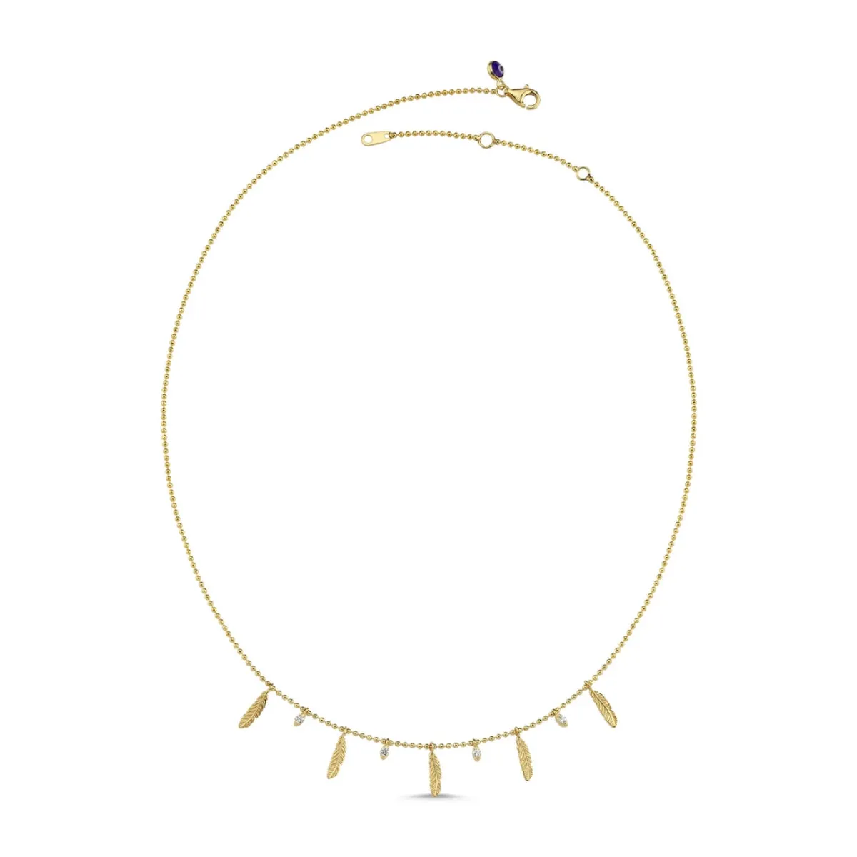 Feather and Dot Layering Necklace