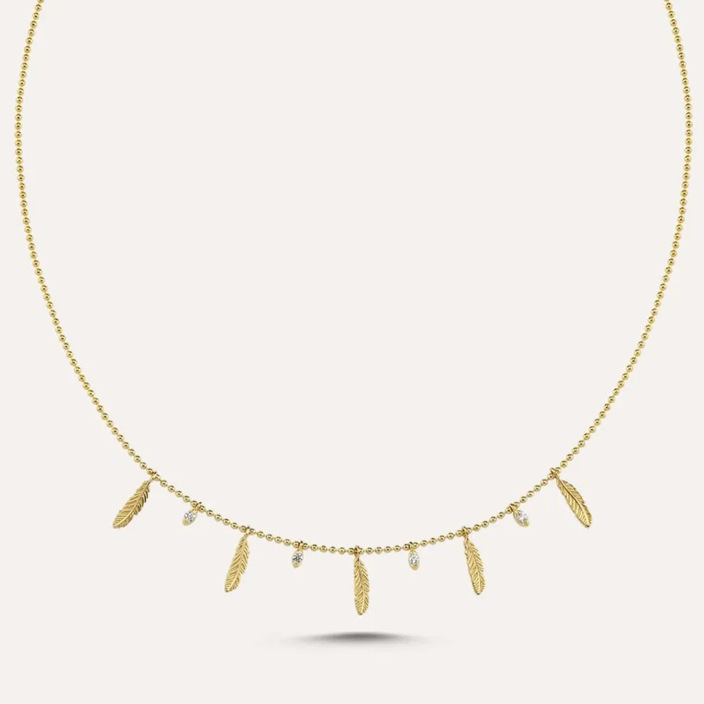 Feather and Dot Layering Necklace
