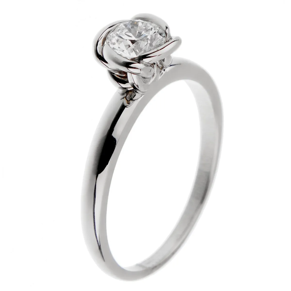 Fred of Paris Fleur Celeste Platinum .51ct Diamond Engagement Ring Sz 5 3/4