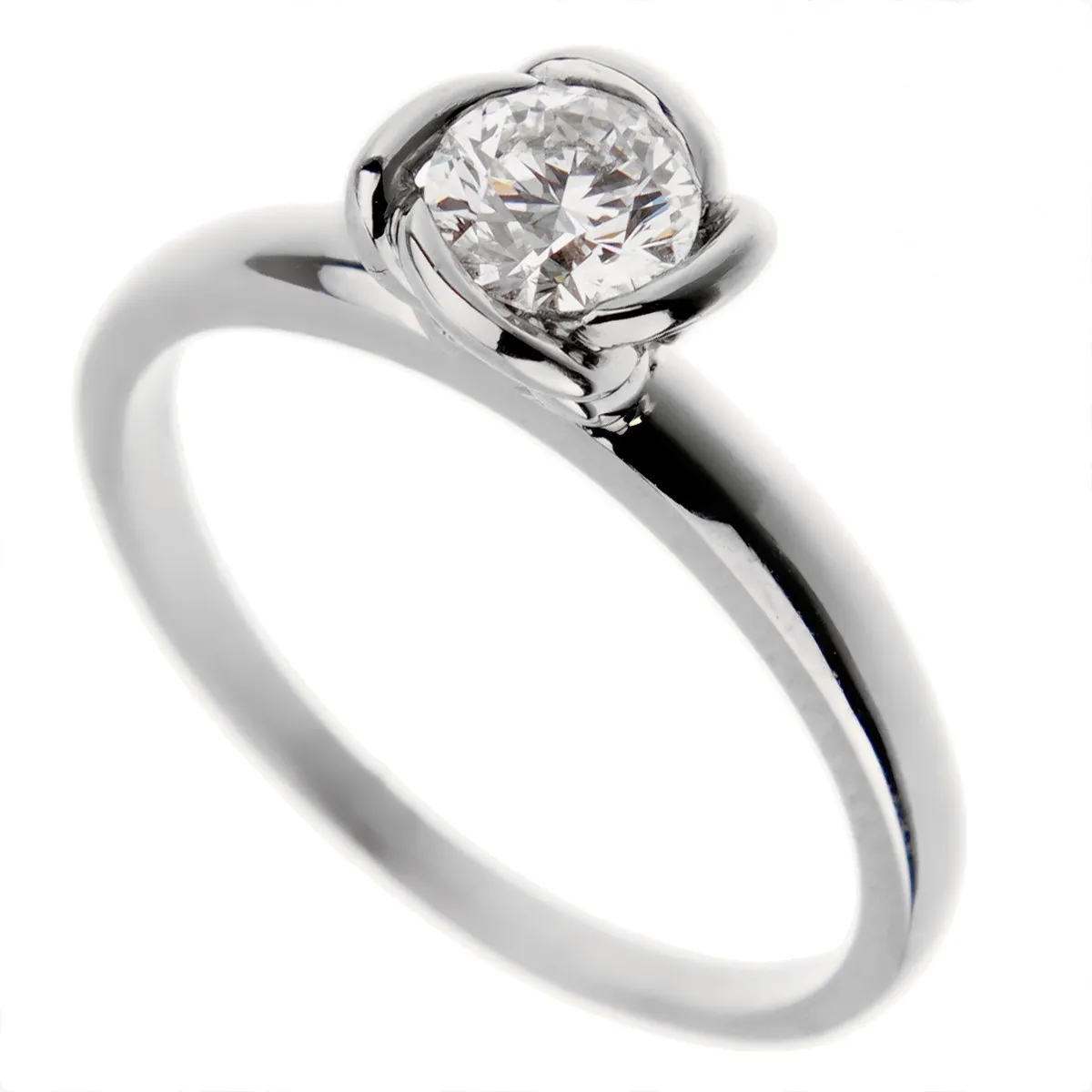 Fred of Paris Fleur Celeste Platinum .51ct Diamond Engagement Ring Sz 5 3/4