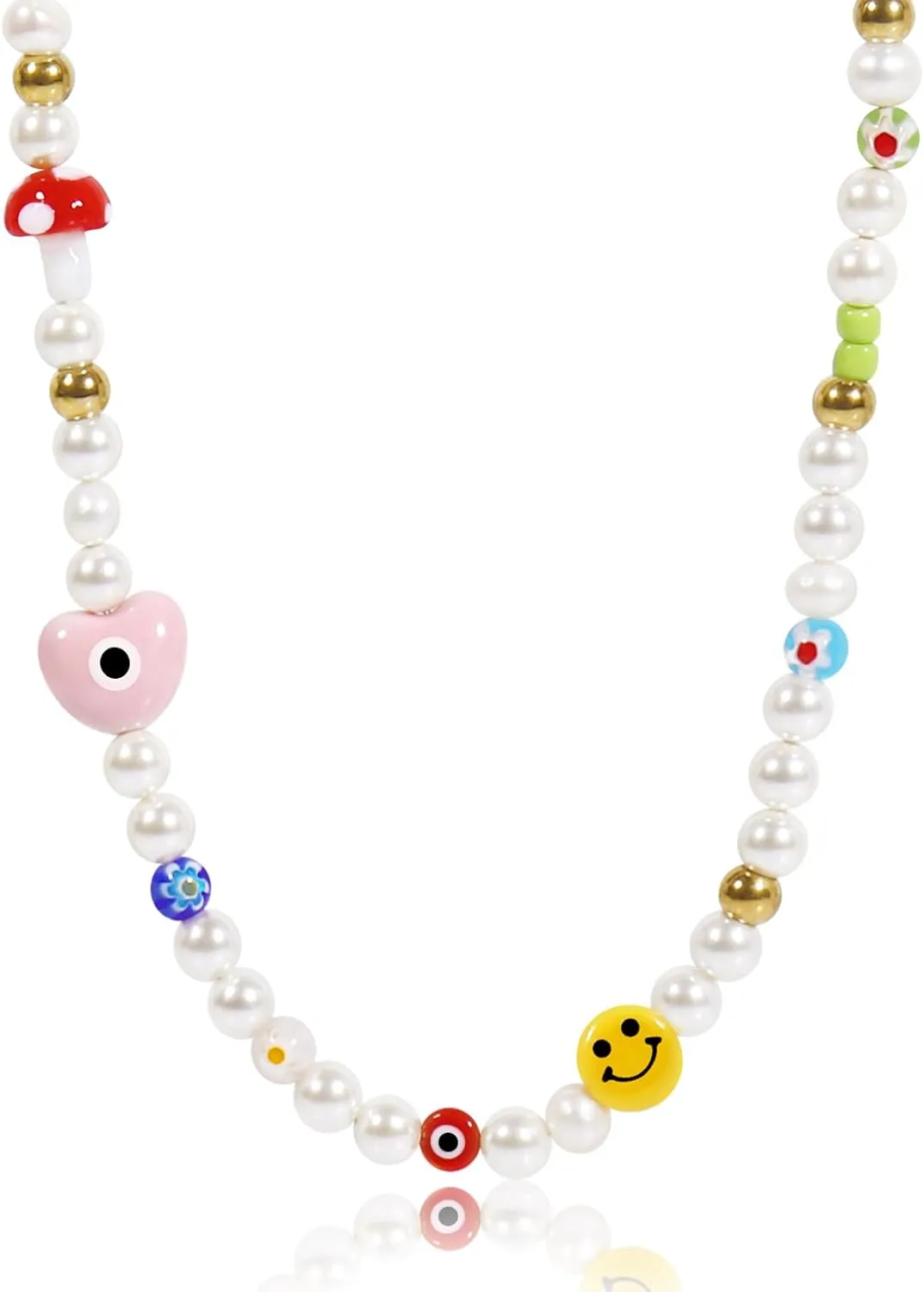 Fresh Water Pearl Necklace Men: Smiley Face Pearl Choker Necklace - Freshwater Pearls Necklaces For Men - White Pearl Necklace With Happy Face - Small Bead And Pearl Strand Necklace Men