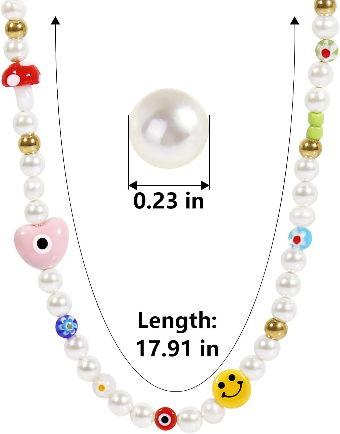 Fresh Water Pearl Necklace Men: Smiley Face Pearl Choker Necklace - Freshwater Pearls Necklaces For Men - White Pearl Necklace With Happy Face - Small Bead And Pearl Strand Necklace Men