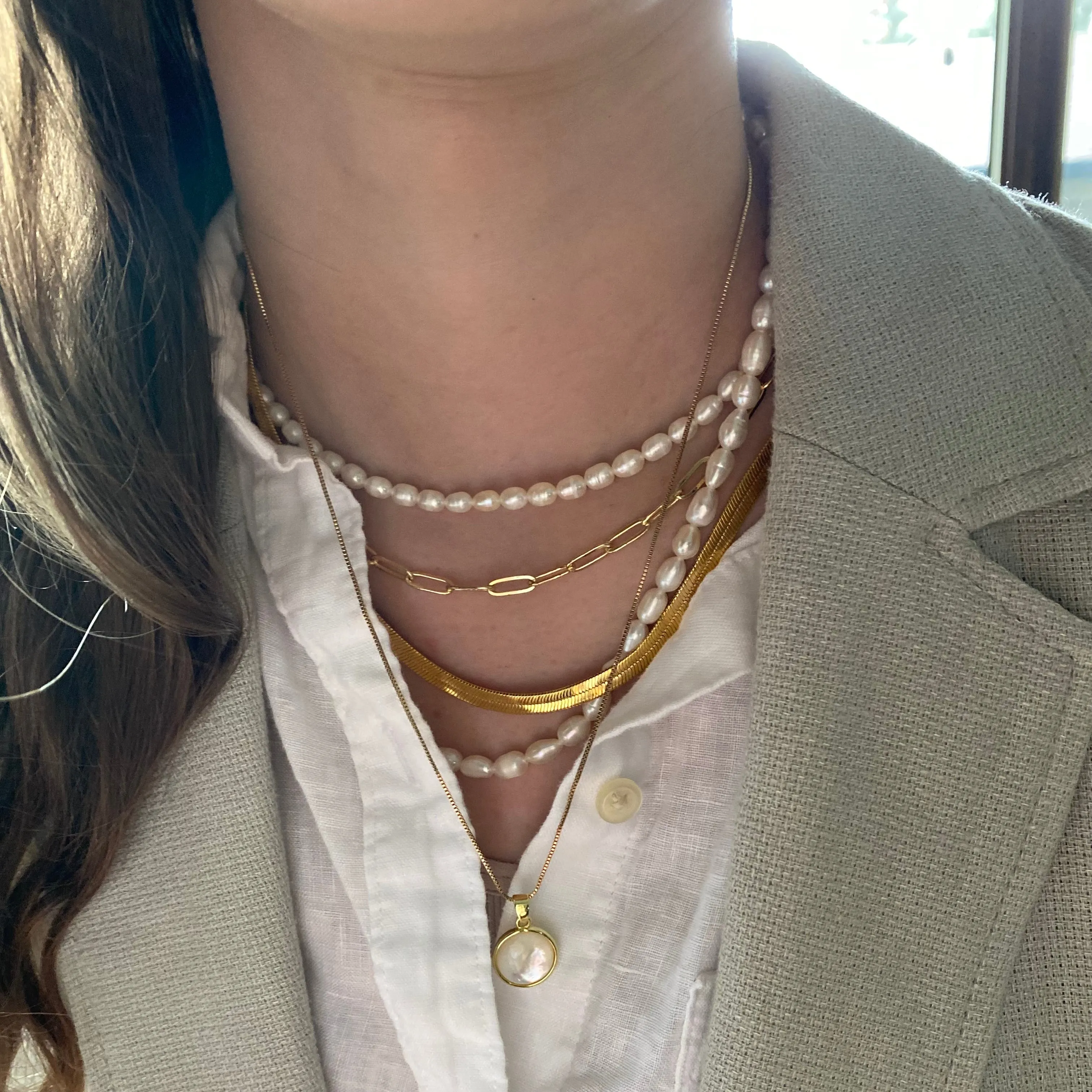 Freya Necklace | Herringbone Chain Necklace