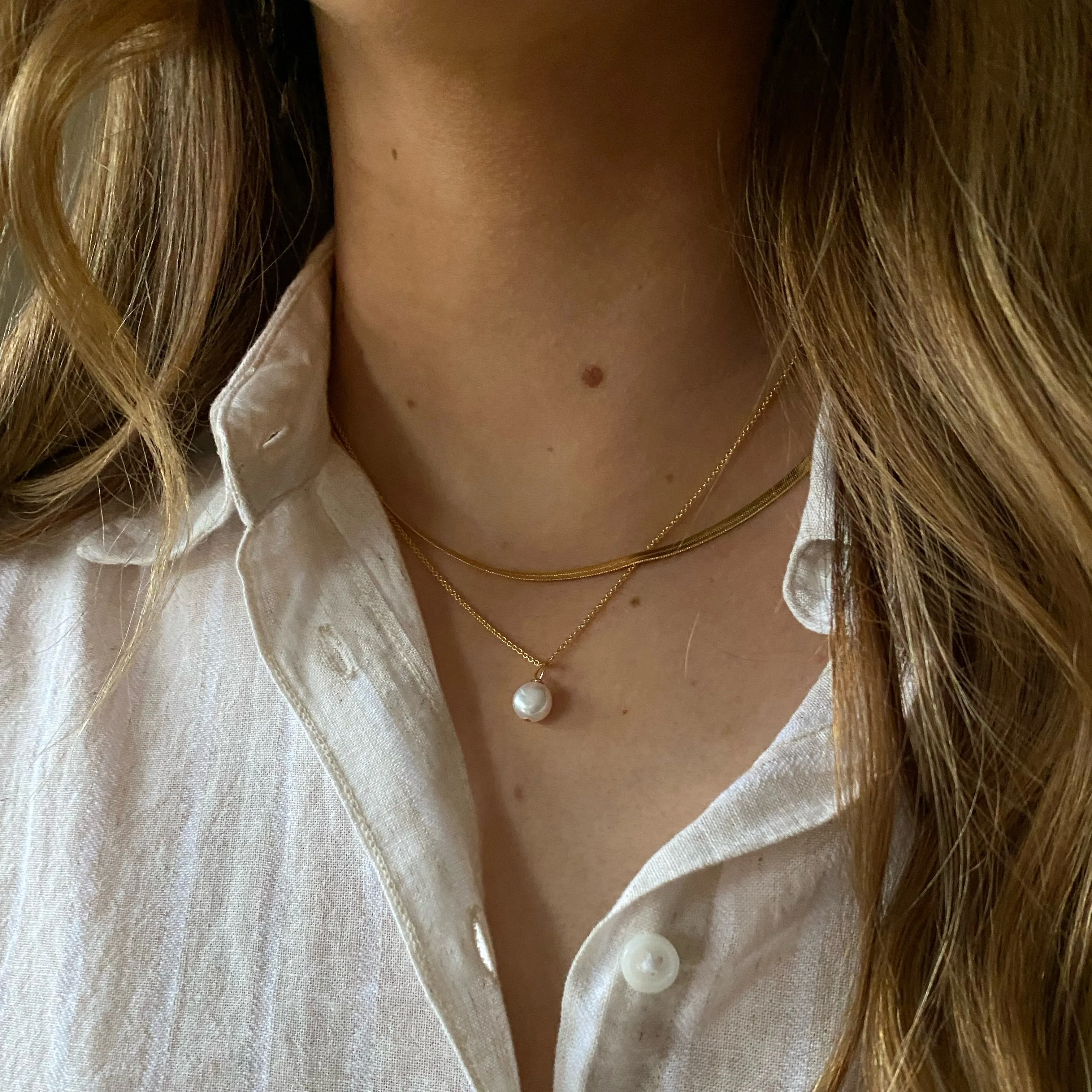 Freya Necklace | Herringbone Chain Necklace
