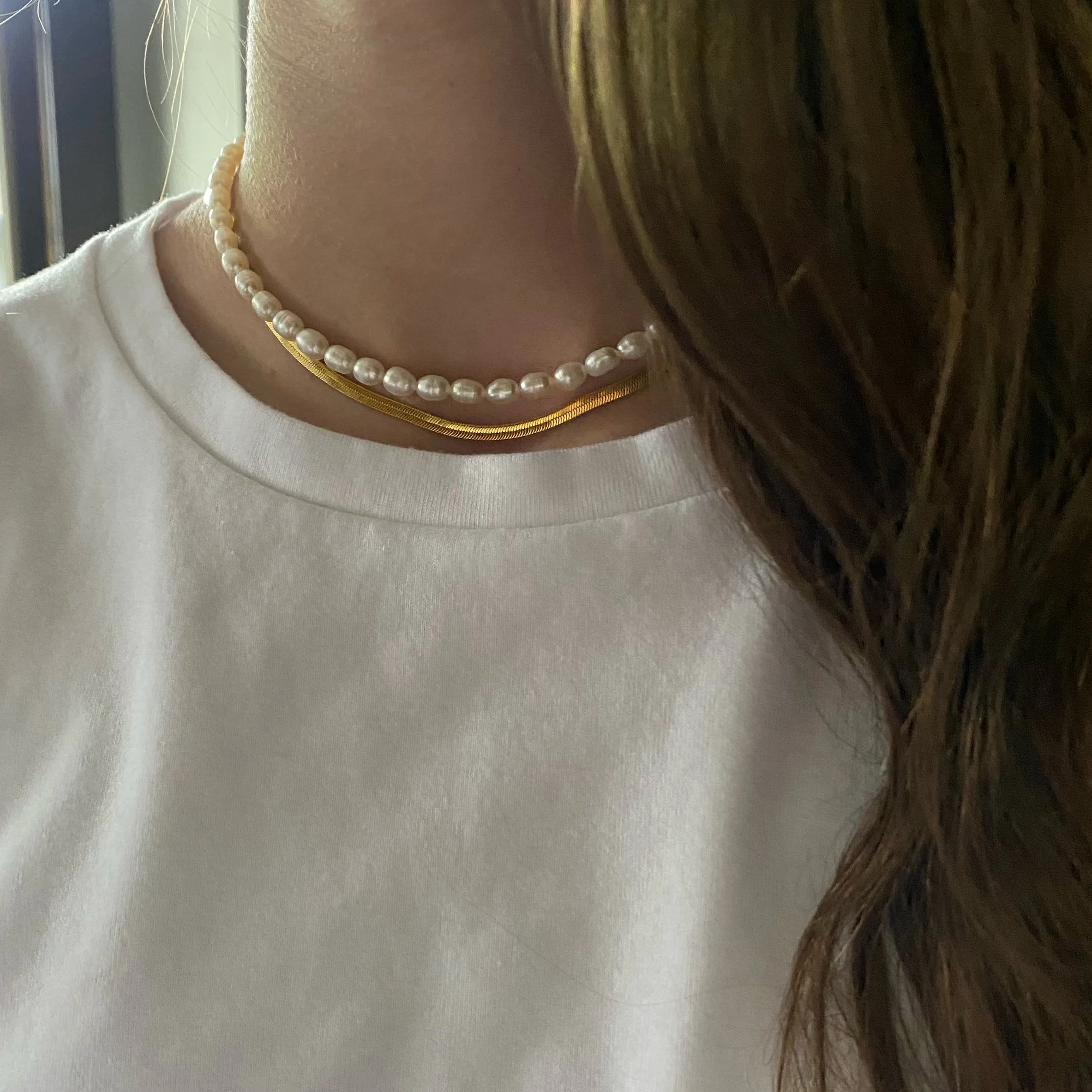 Freya Necklace | Herringbone Chain Necklace