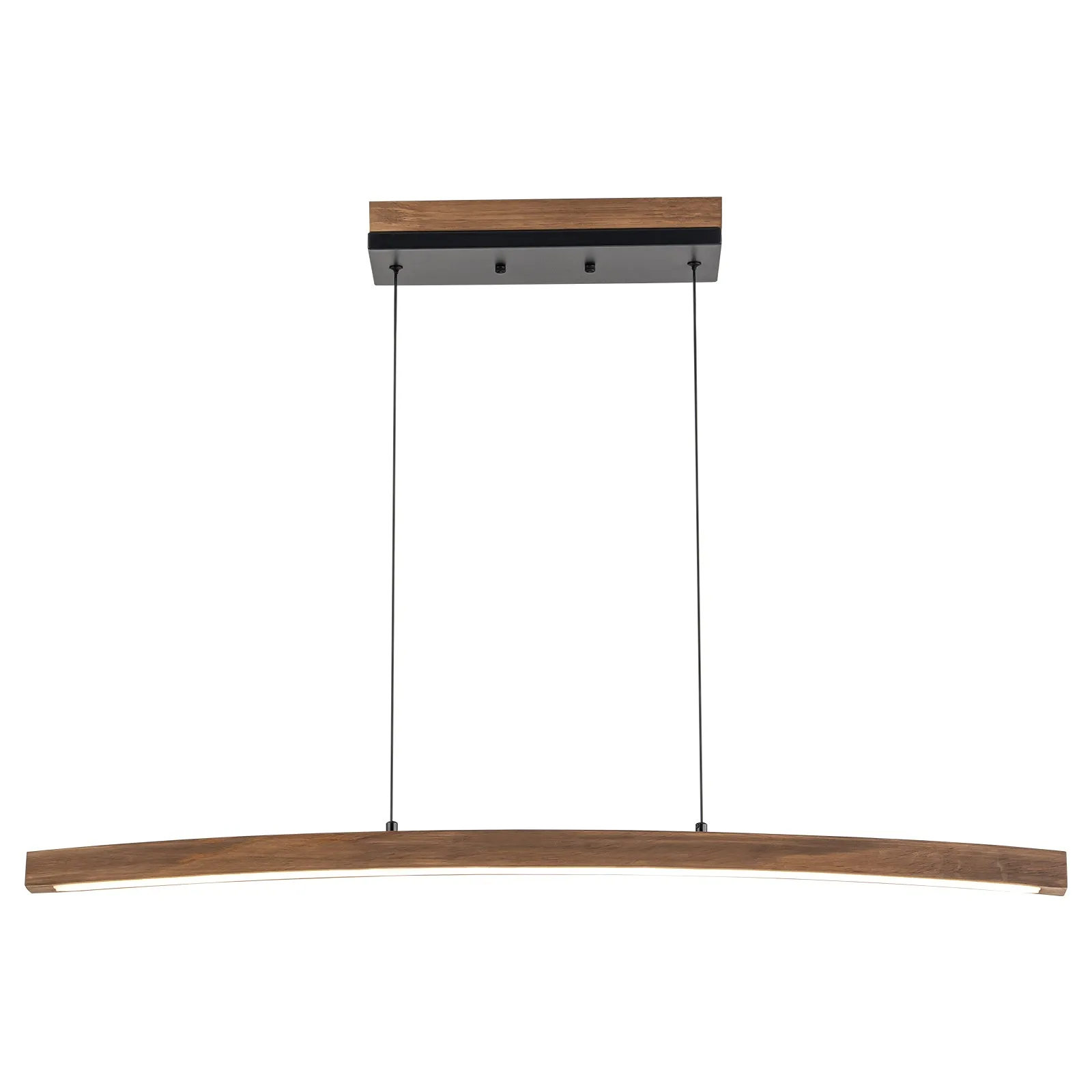 Glowlings 1-Light Minimalist 39“Wide Curved LED Linear Wooden Pendant Light Kitchen Island Light
