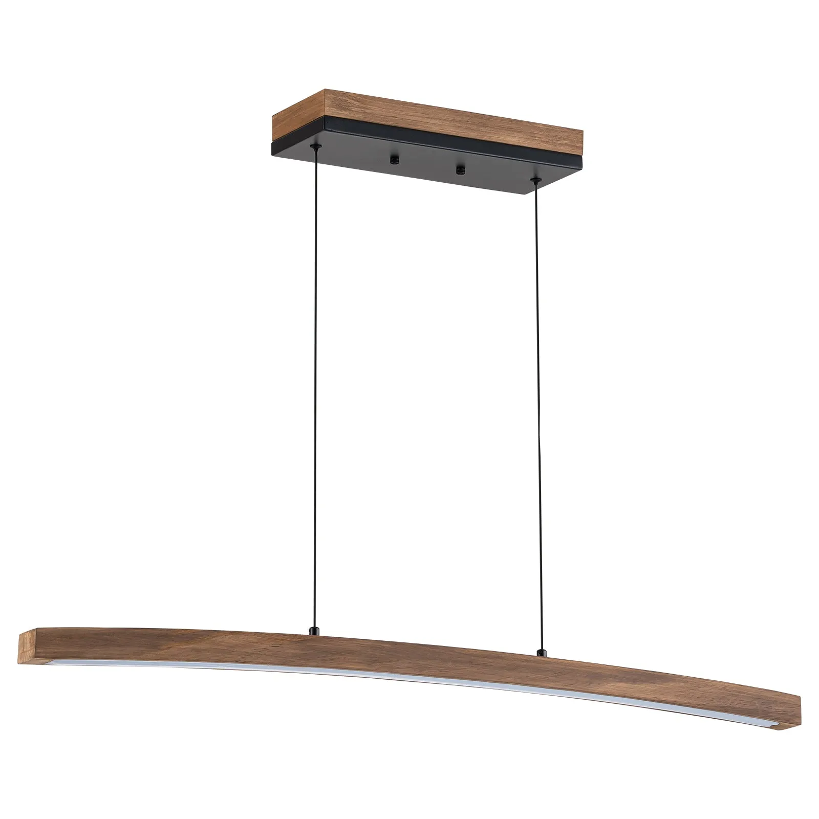Glowlings 1-Light Minimalist 39“Wide Curved LED Linear Wooden Pendant Light Kitchen Island Light