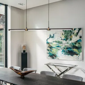 Glowlings 3-Light Minimalist 48"Wide Matte Black LED Linear Pendant Light Island Light