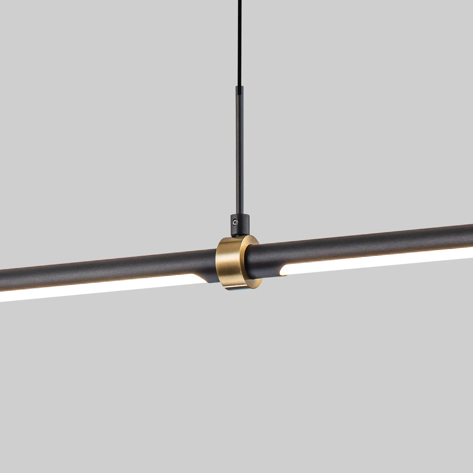 Glowlings 3-Light Minimalist 48"Wide Matte Black LED Linear Pendant Light Island Light