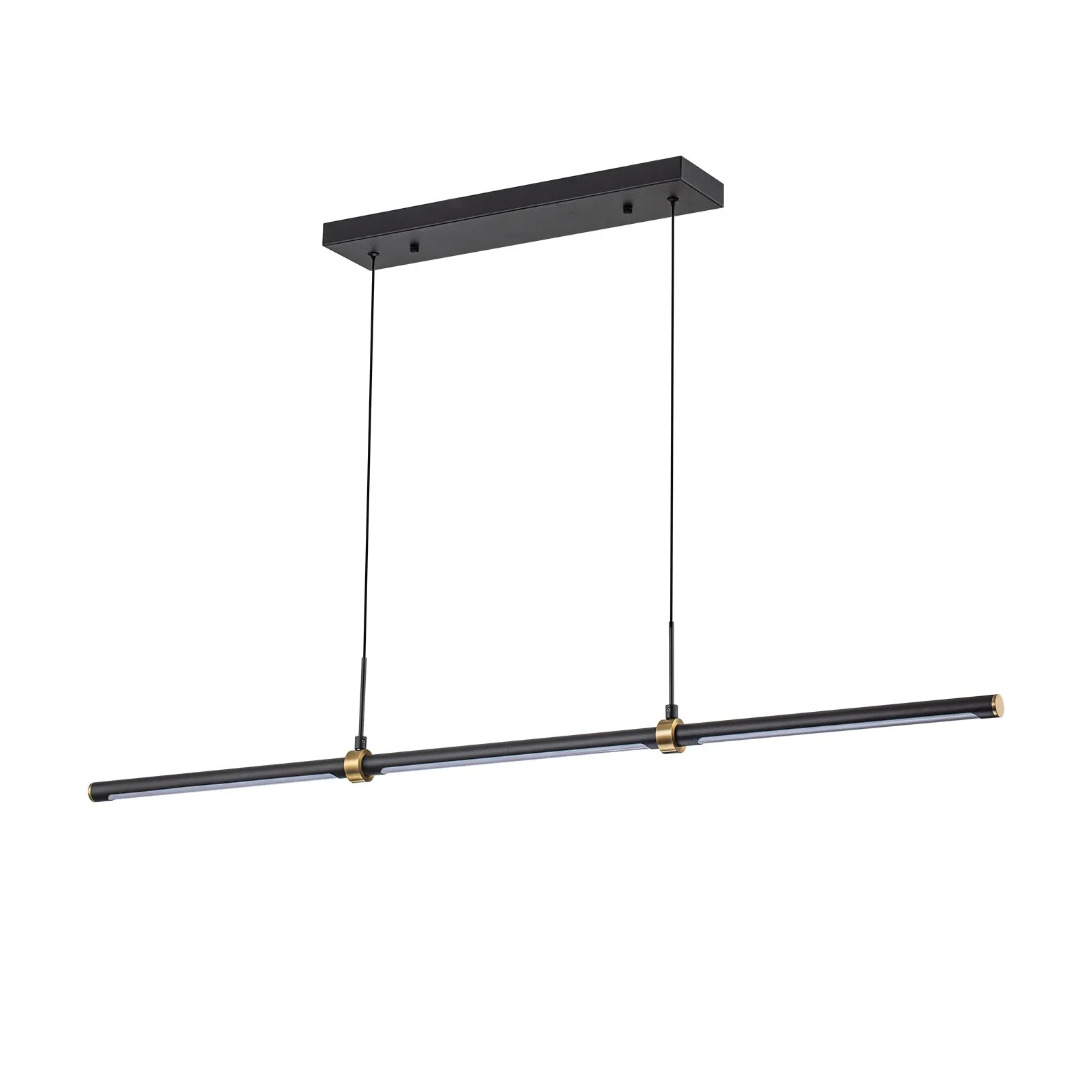 Glowlings 3-Light Minimalist 48"Wide Matte Black LED Linear Pendant Light Island Light