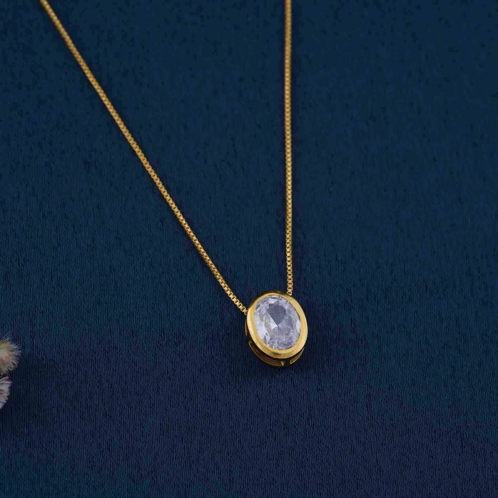 Golden Oval Classic Solitaire Bezel Pendant