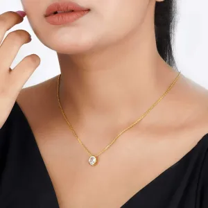 Golden Oval Classic Solitaire Bezel Pendant