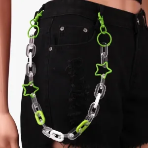 Green Star Acrylic Key Chains - Belt Loop Pants Chain