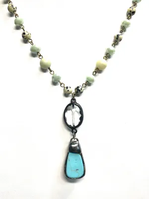Hand Beaded Oval Drop Necklace