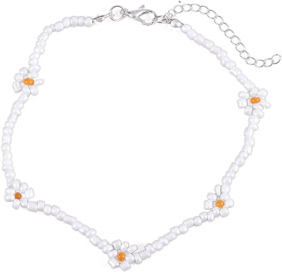 Handmade Beaded Anklet Colored Flower Foot Chain Boho Ankle Bracelet Extension Ankle Accessories Sea Foot Slave Chain Jewelry for Women