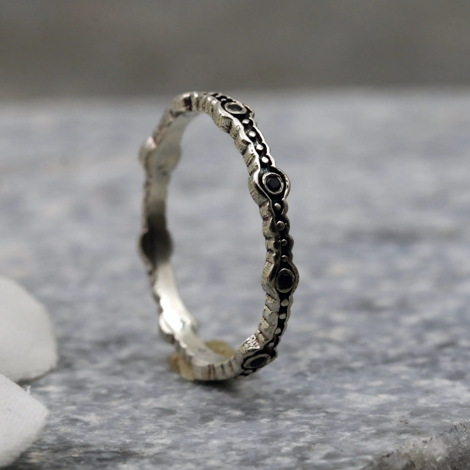 Handmade Rings,Boho Rings,Stacking Ring,Cute Rings for Women,Sterling Silver Ring,Black Diamond Ring,Unique Rings,Promise Ring,Gift for Her