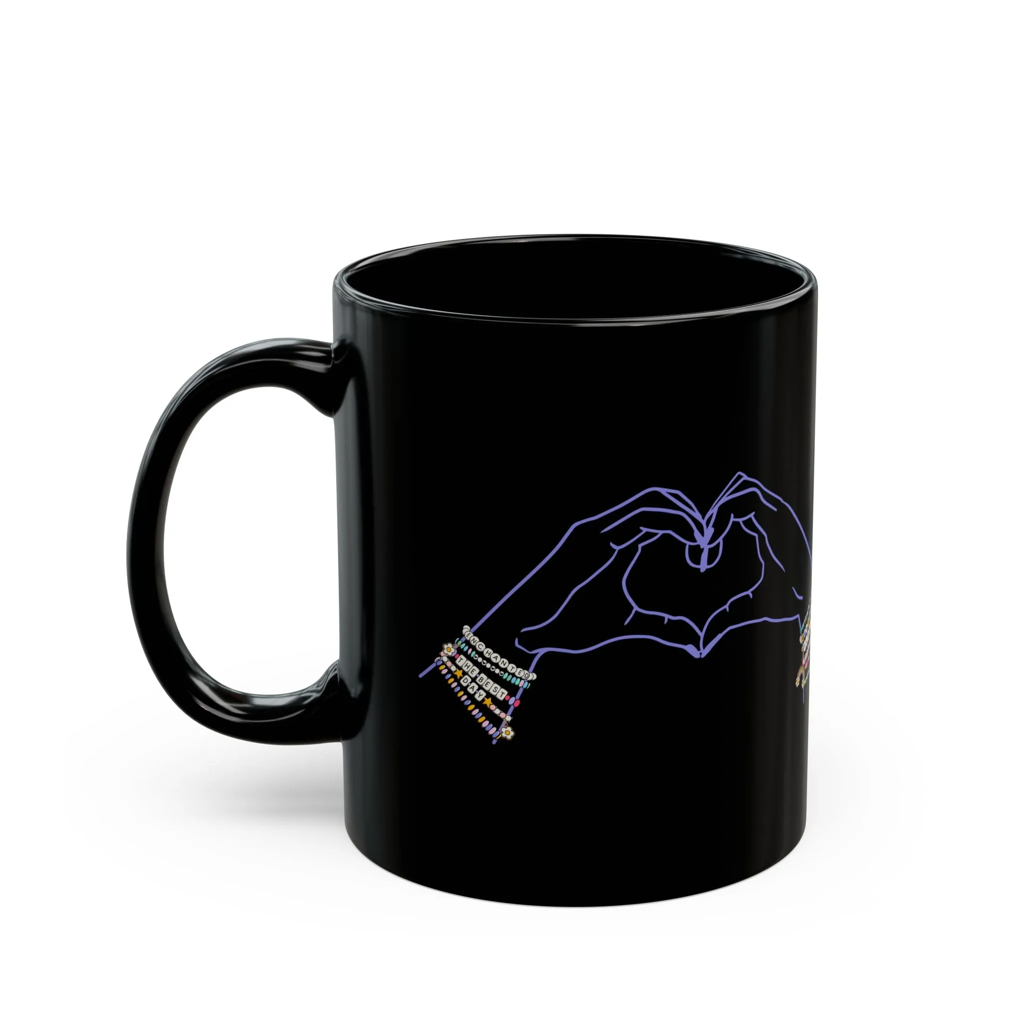 Heart Hands Friendship Bracelets - Black Mug