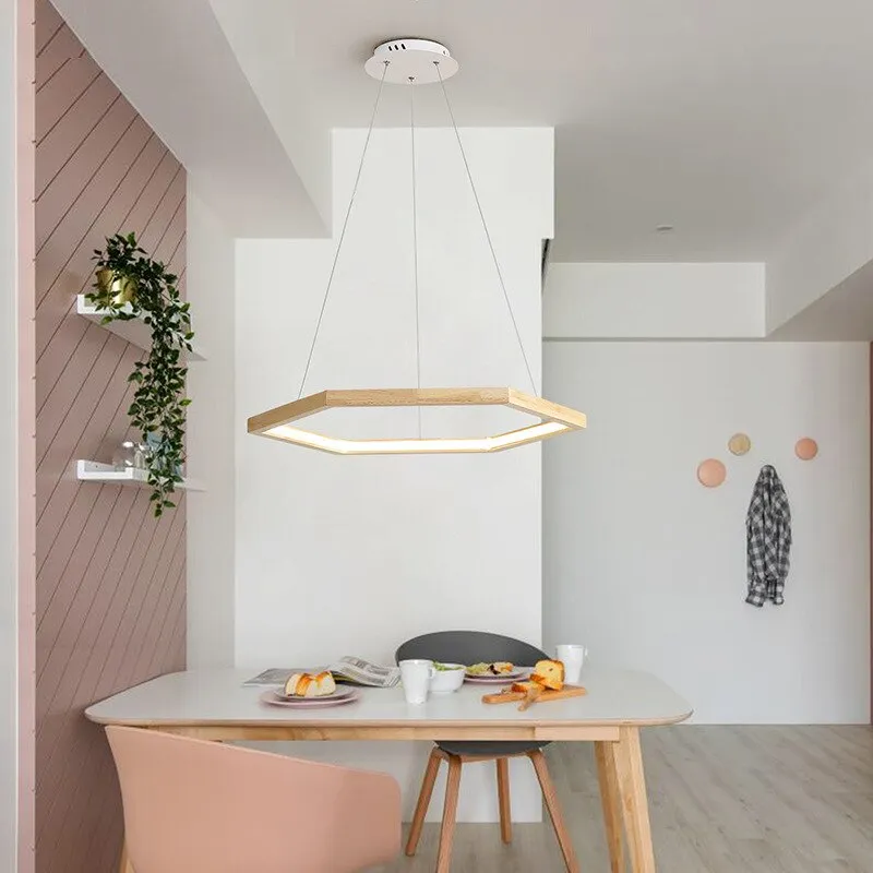 Hexagon Wood LED Chandelier