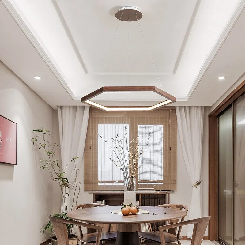 Hexagon Wood LED Chandelier