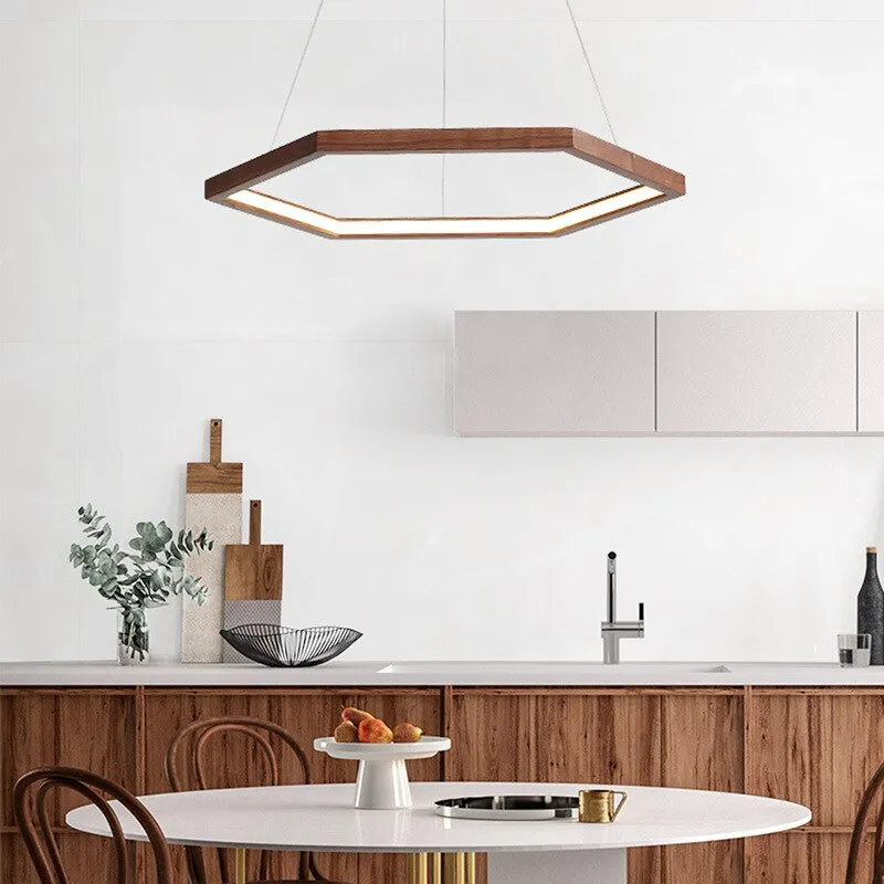 Hexagon Wood LED Chandelier