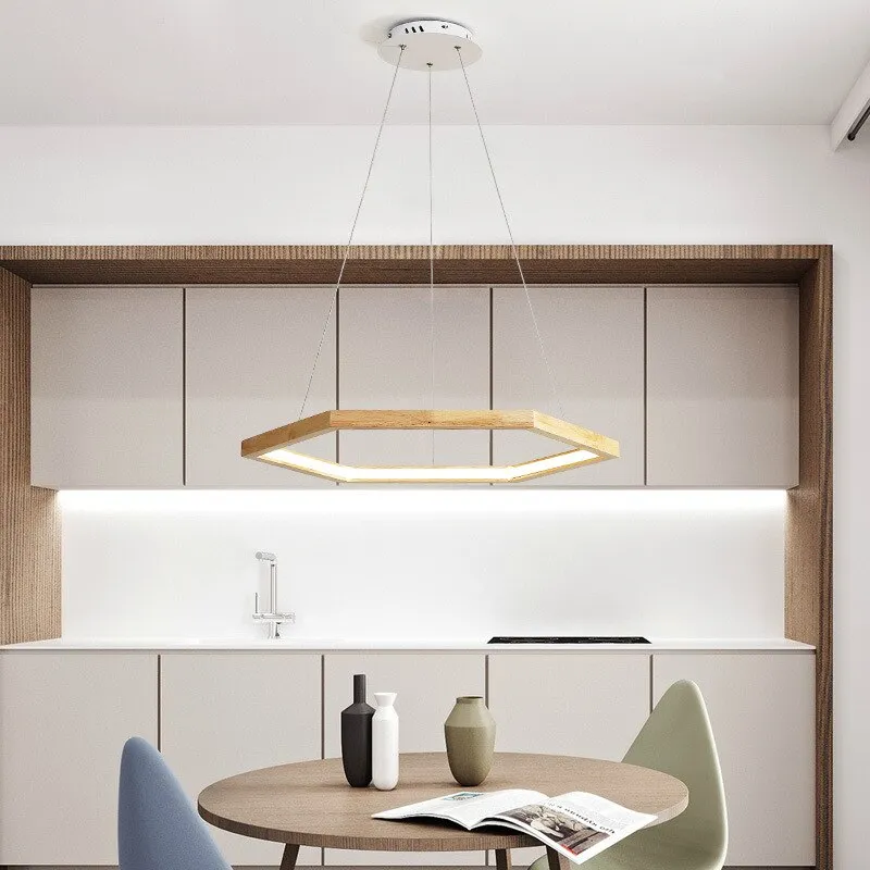 Hexagon Wood LED Chandelier