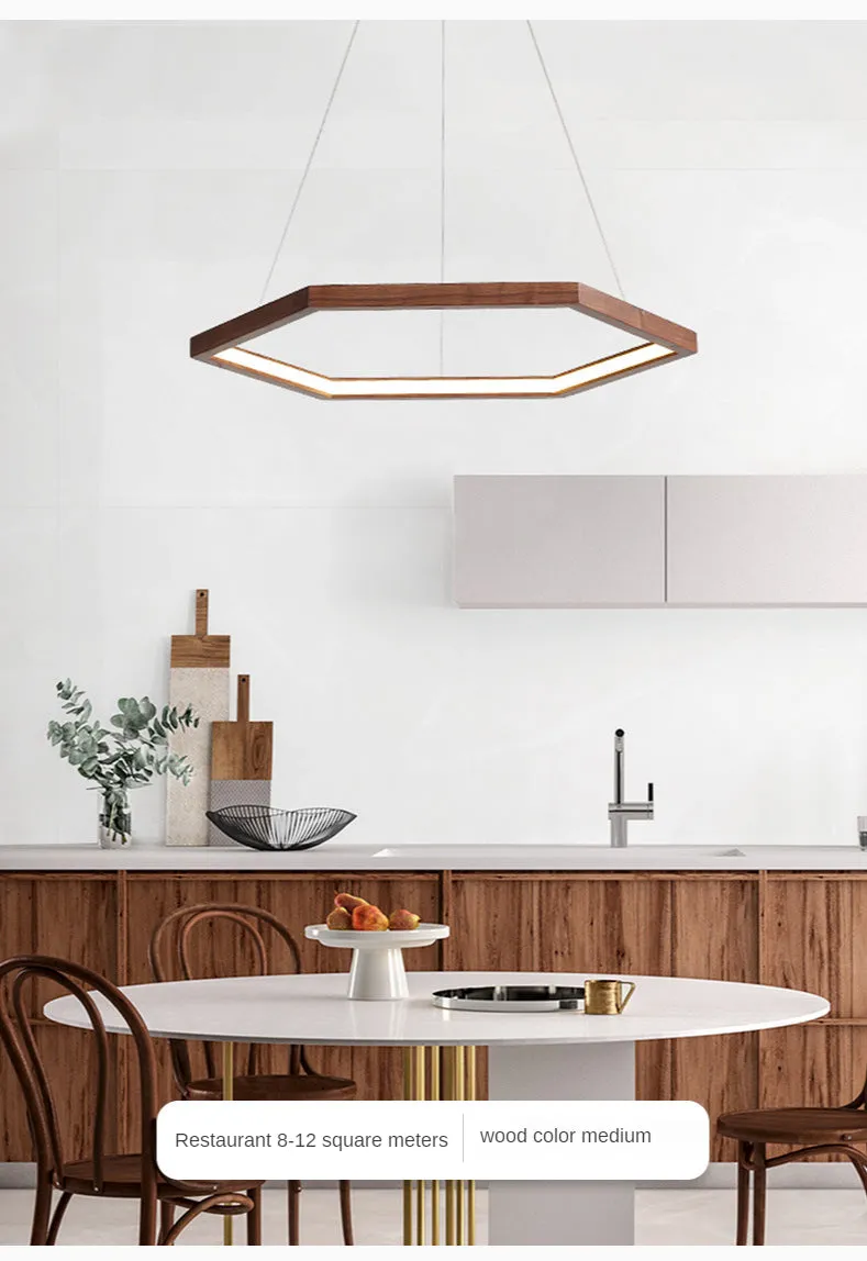 Hexagon Wood LED Chandelier