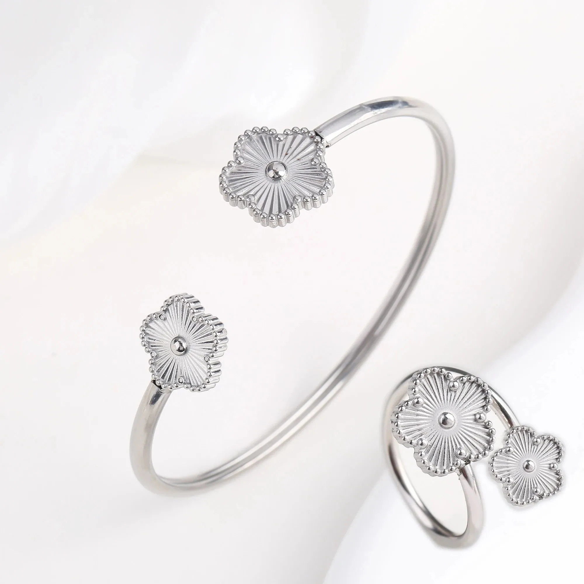 High Quality Luxury Stainless Steel Botanical Jewelry Set for Women