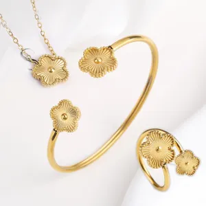 High Quality Luxury Stainless Steel Botanical Jewelry Set for Women