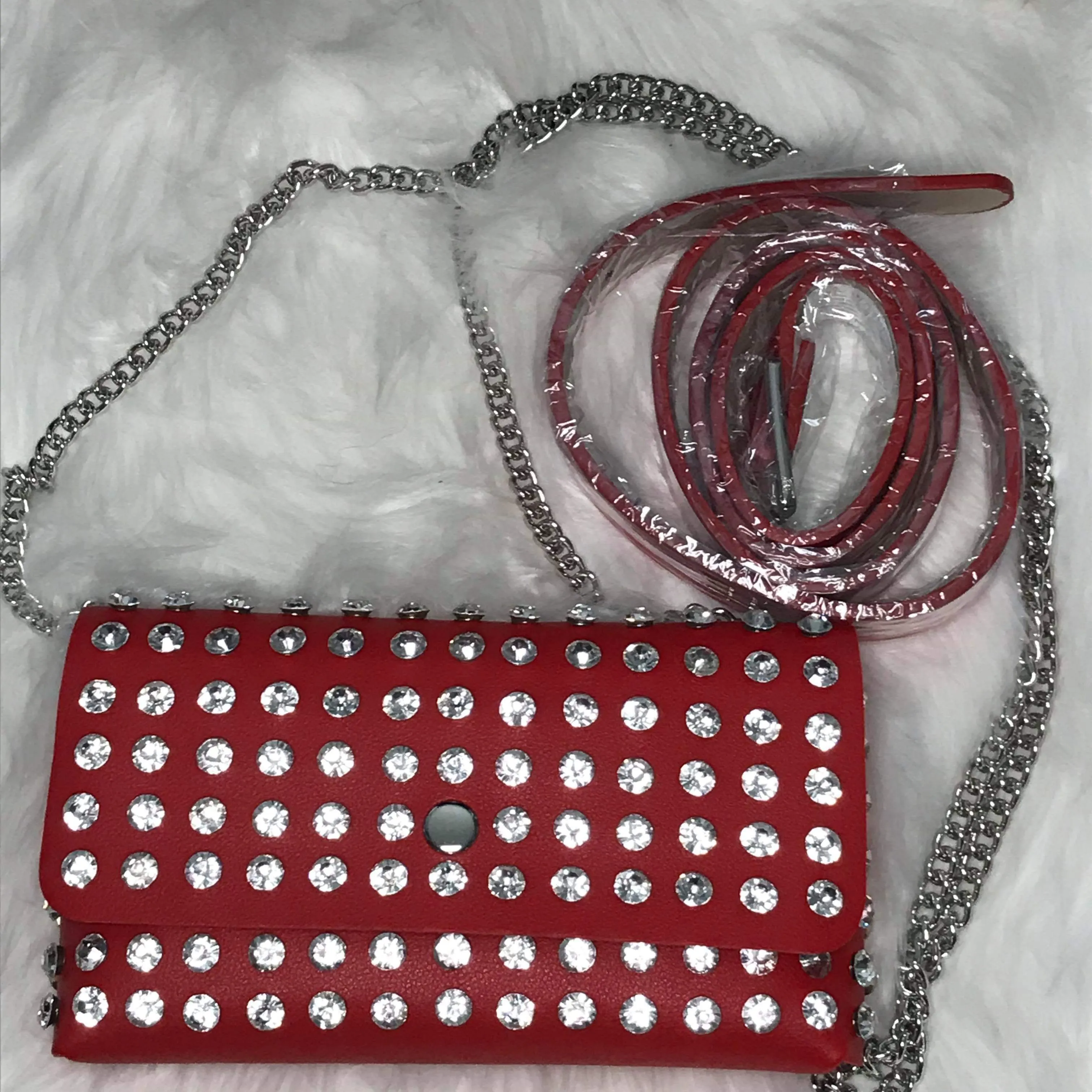 Ice Me Out Faux Leather Crystal Studded Convertible Fanny Pack Bag Black, Camel or Red