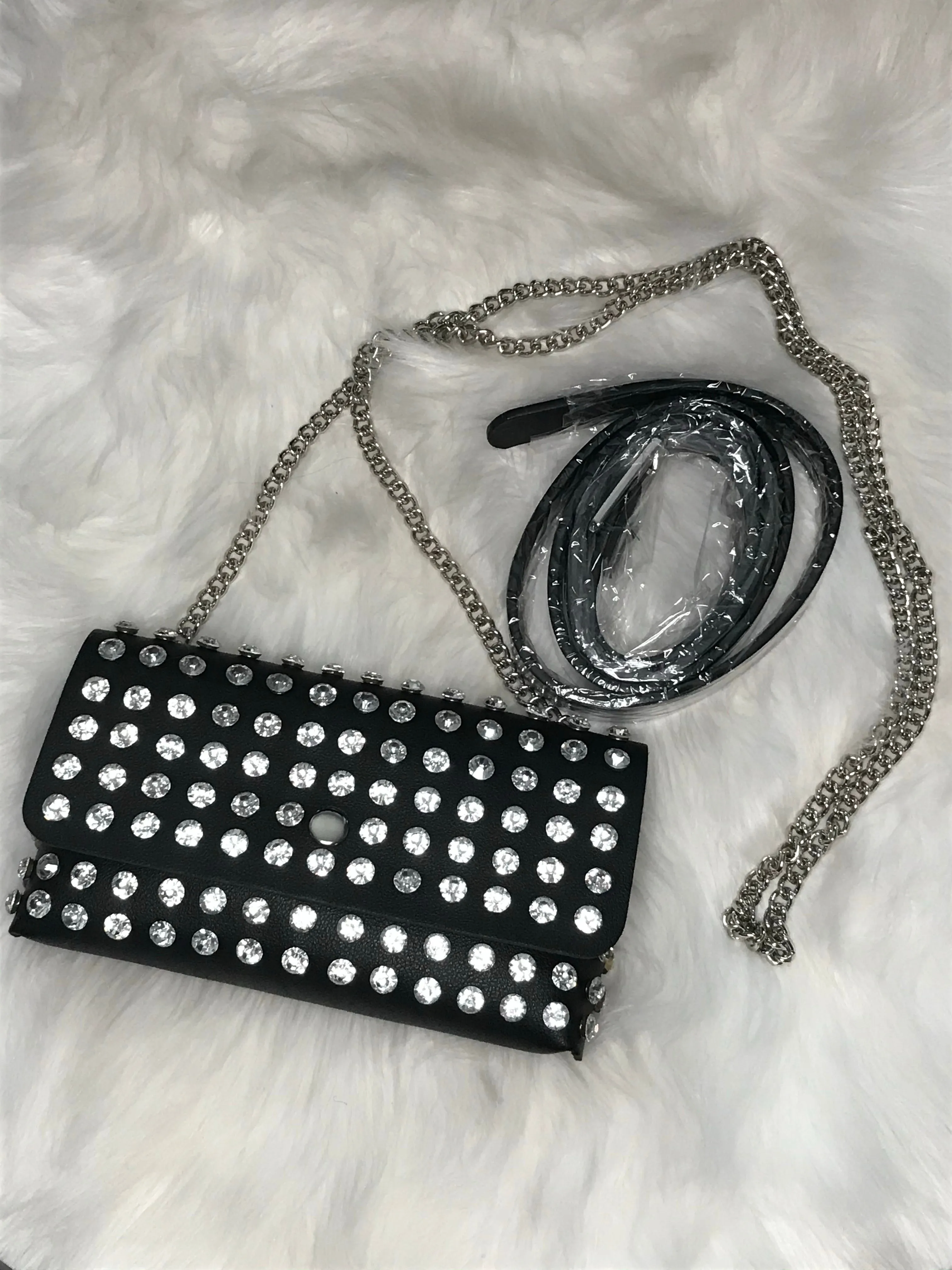 Ice Me Out Faux Leather Crystal Studded Convertible Fanny Pack Bag Black, Camel or Red