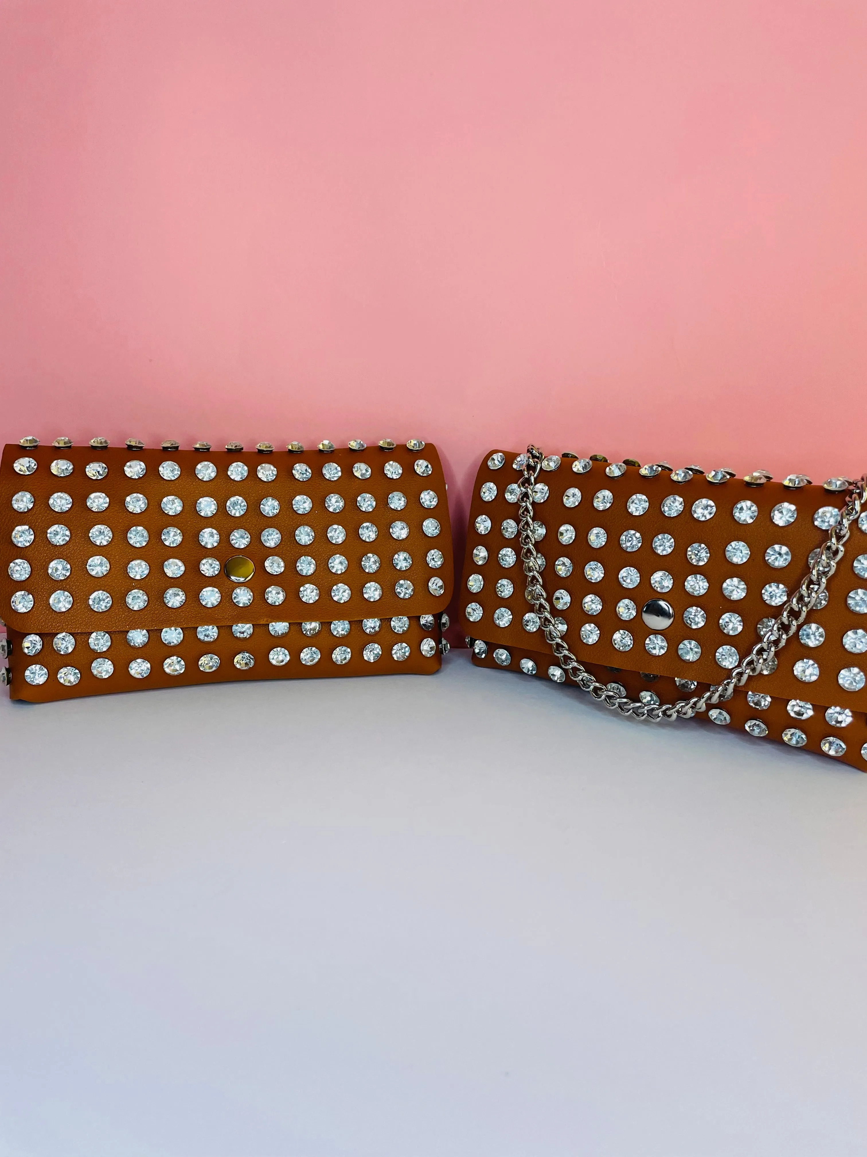 Ice Me Out Faux Leather Crystal Studded Convertible Fanny Pack Bag Black, Camel or Red