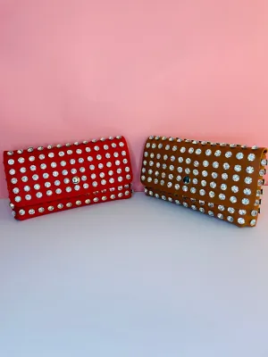 Ice Me Out Faux Leather Crystal Studded Convertible Fanny Pack Bag Black, Camel or Red