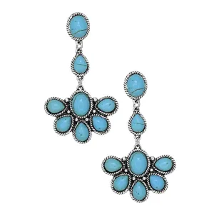 Ida Turquoise and Silver Dangle post back earrings
