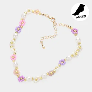 iLLASPARKZ Flower Pearl Beaded Anklet